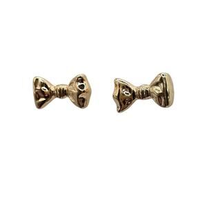 Pierced Earrings Bow Studs Minimalist Style Extra Small Gold Tone SKU 2799